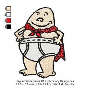 Captain Underpants 01 Embroidery Design